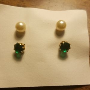 Pearl and Green Earrings